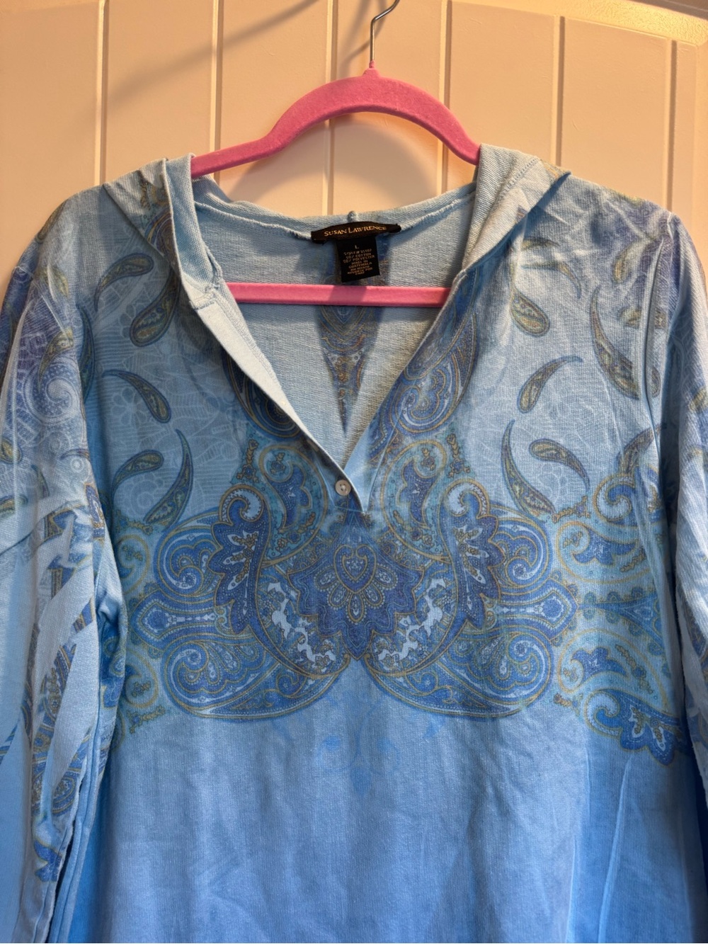 Blue Paisley Hooded Long Sleeve Tunic